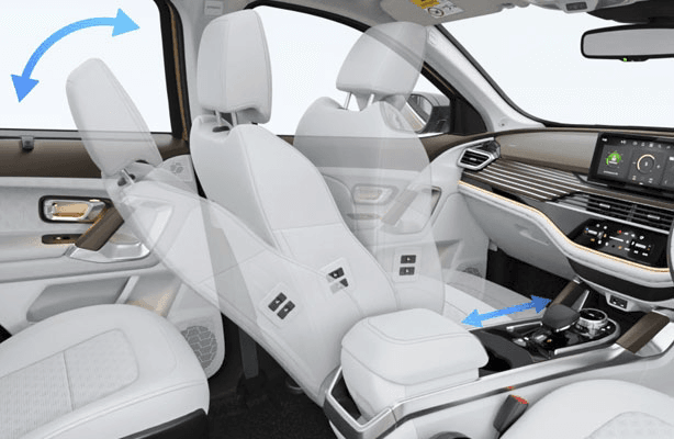 4-Way Powered Co-Driver Seat with Boss Mode in Tata Safari SUV Interior - Premium Comfort