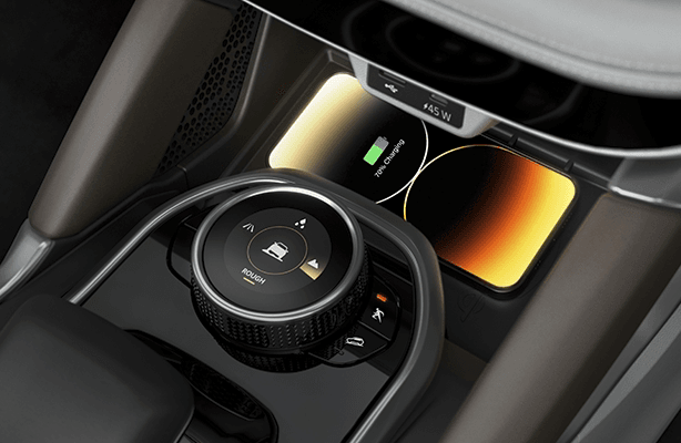 Wireless Charger and 45W C-Type Fast Charger in Tata Safari - Modern Connectivity